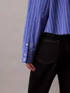 Calvin Klein YD STRIPE BOXY CROPPED SHIRT Mavi Kadın Tişört