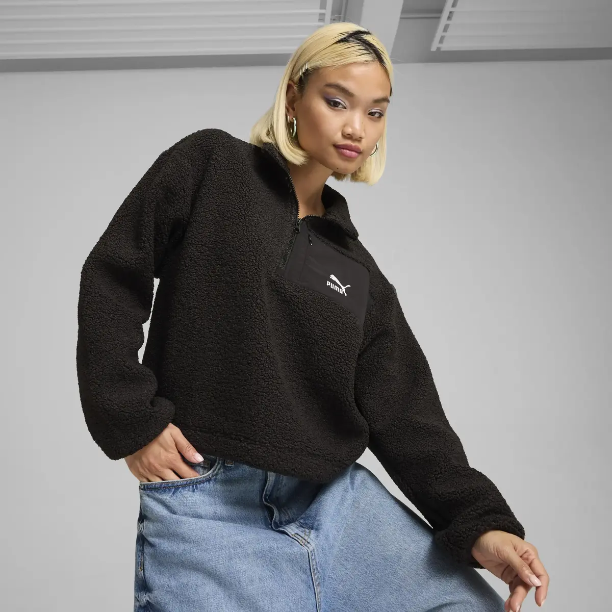 Puma CLASSICS Winterized Half-Zip Siyah Kadın Sweatshirt