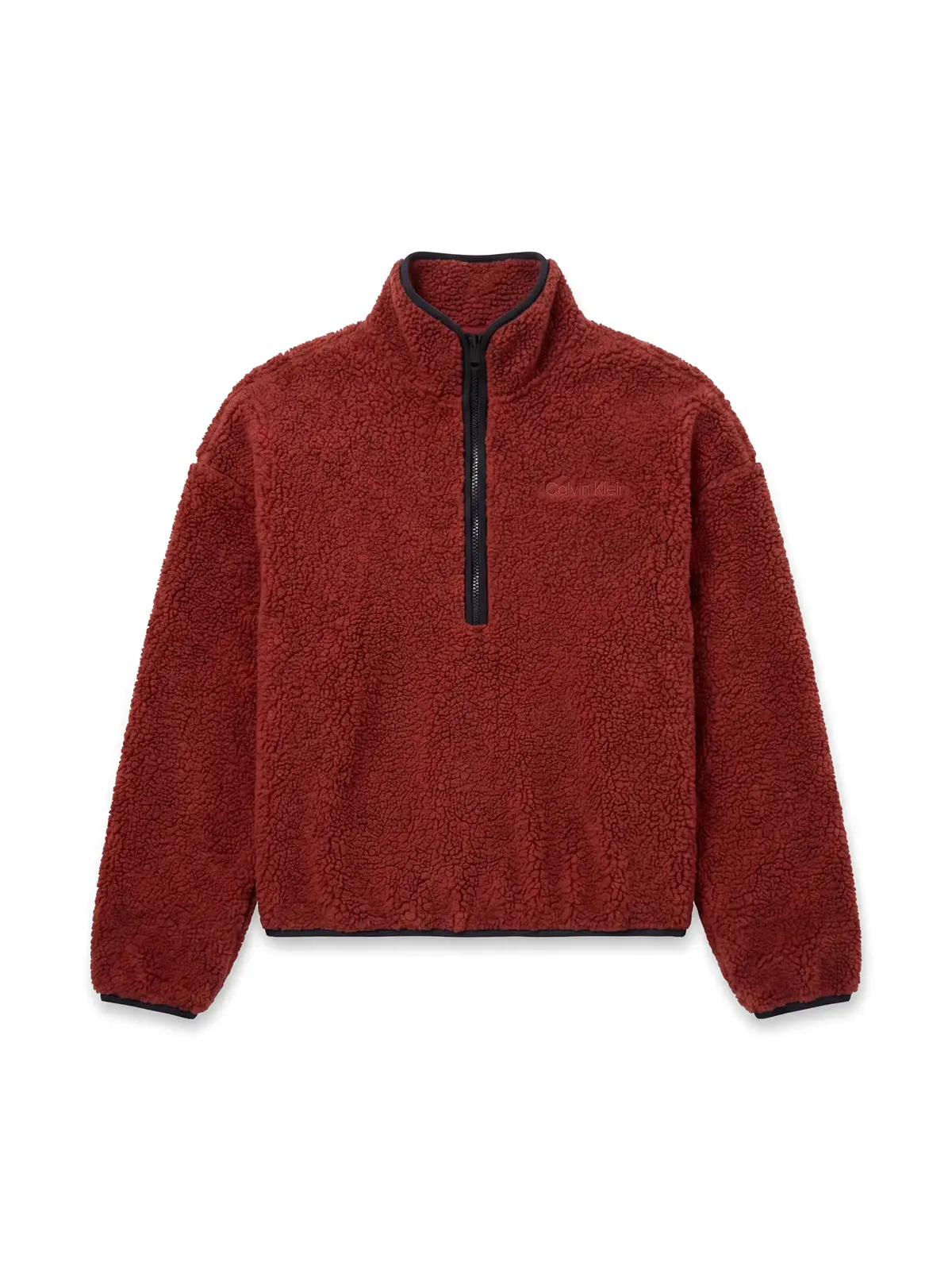 Calvin Klein SHERPA 1/4 ZIP CONTR, XWB Bordo Kadın Sweatshirt