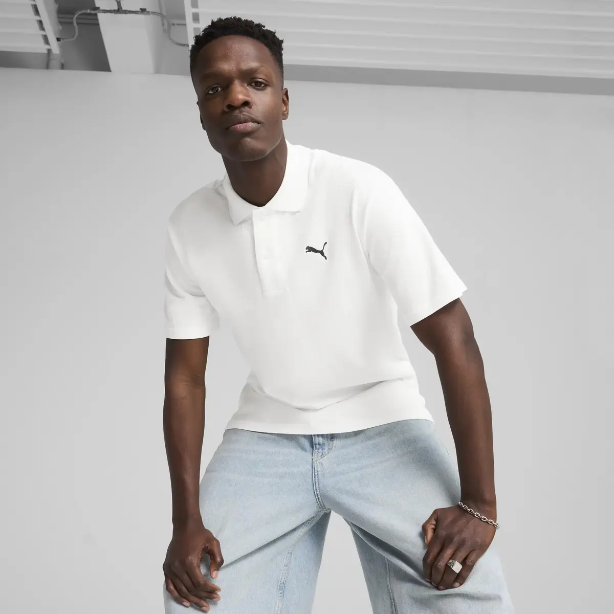 PUMA WARDROBE ESS Pique Polo Beyaz Erkek Polo T-Shirt