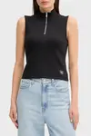 Calvin Klein A- WOVEN LABEL SL QZ TOP Siyah Kadın Tişört Calvin Klein A- WOVEN LABEL SL QZ TOP Siyah Kadın Tişört