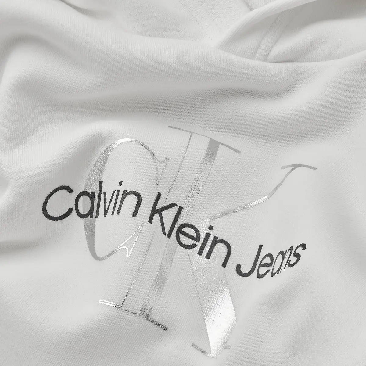 Calvin Klein METALLIC MONOGRAM HO Kadın Beyaz Hoodie