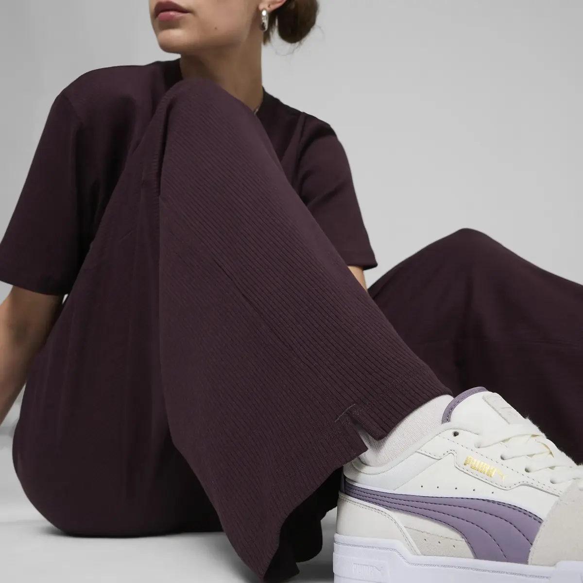 Puma CLASSICS Ribbed Relaxed Pant Siyah Kadın Eşofman Altı