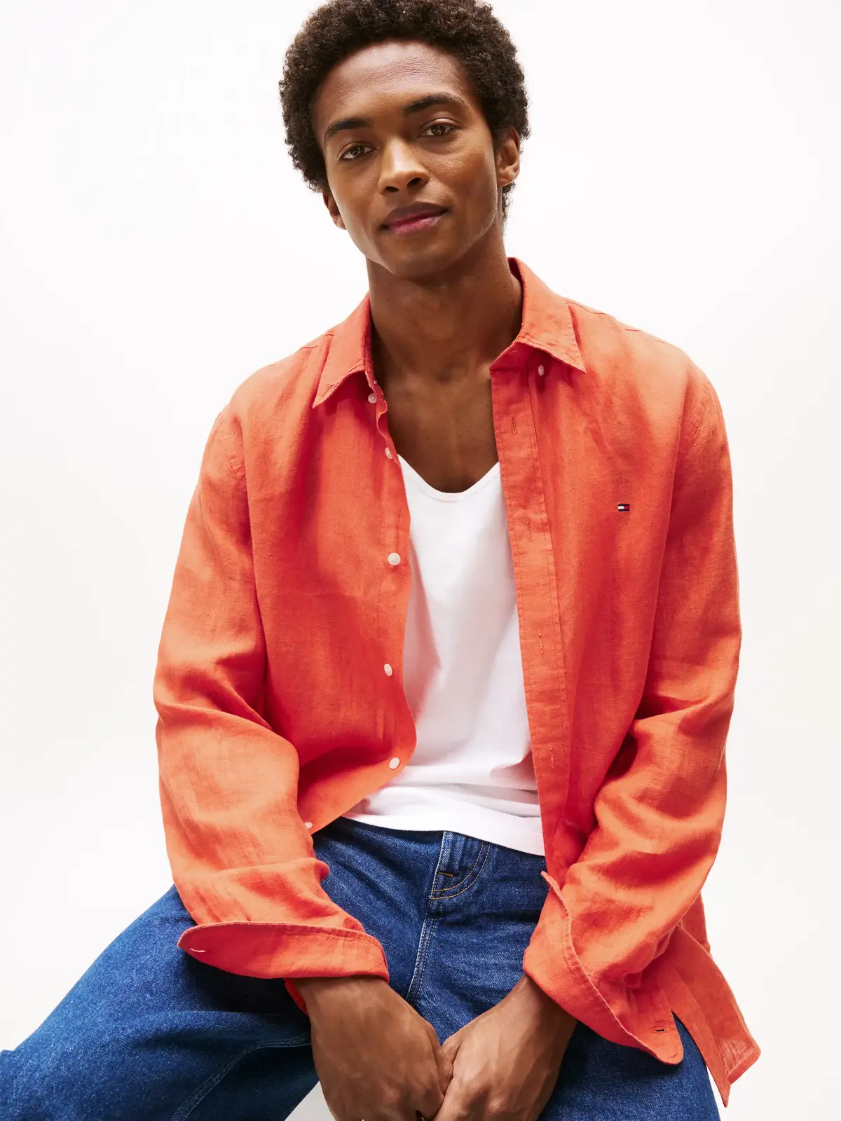 Tommy Hilfiger PIGMENT DYED LI SOLI, SCX Turuncu Erkek Gömlek