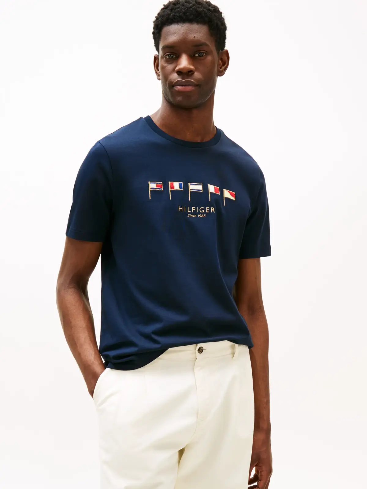 Tommy Hilfiger HILFIGER MULTI FLAGS Erkek Lacivert T-Shirt