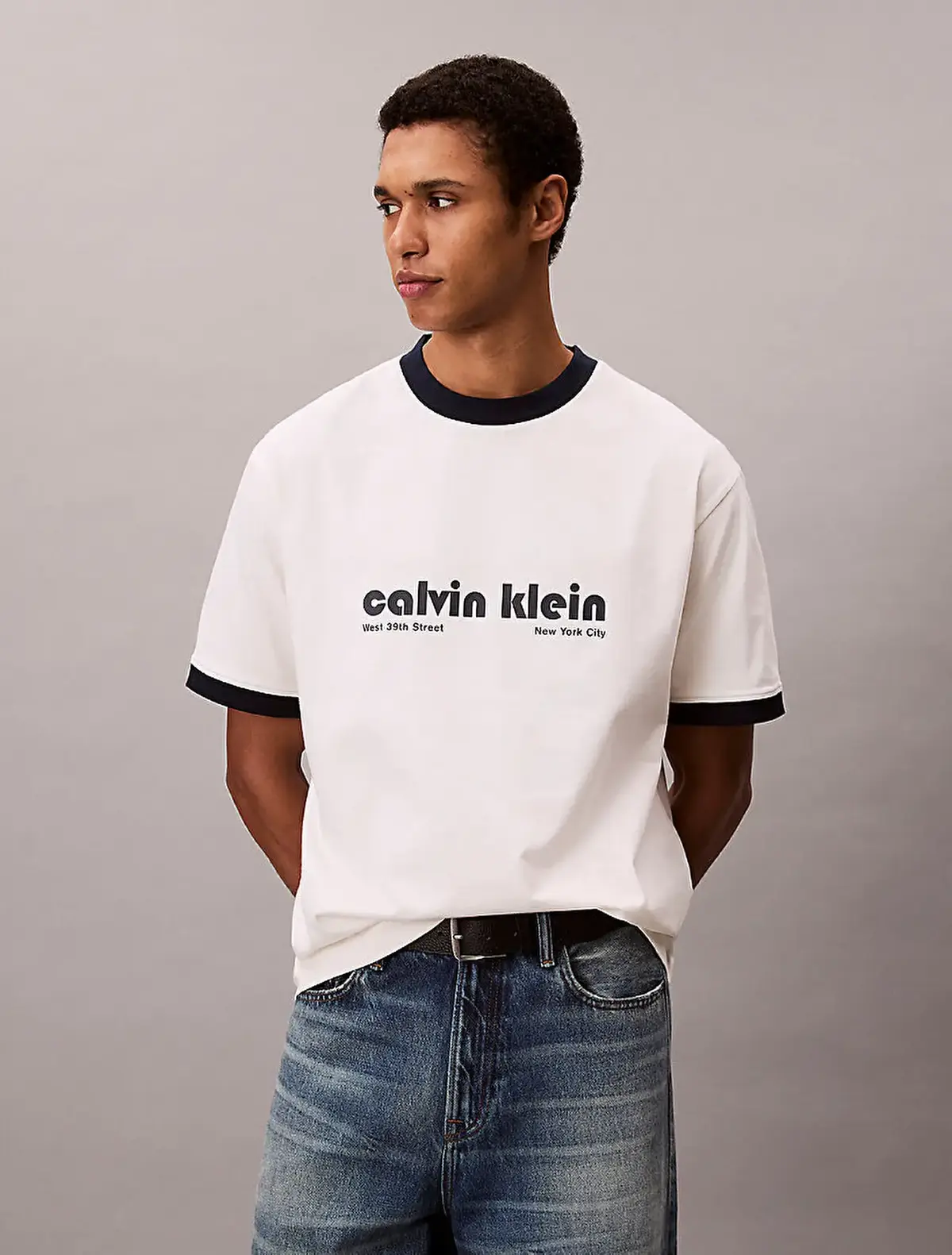 Calvin Klein SS RETRO LOGO RINGER 16S RLXD TE Bej Erkek Tişört Calvin Klein SS RETRO LOGO RINGER 16S RLXD TE Bej Erkek Tişört