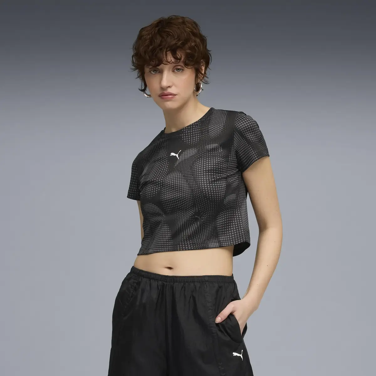 Puma DARE TO AOP Baby Tee Siyah Kadın Crop