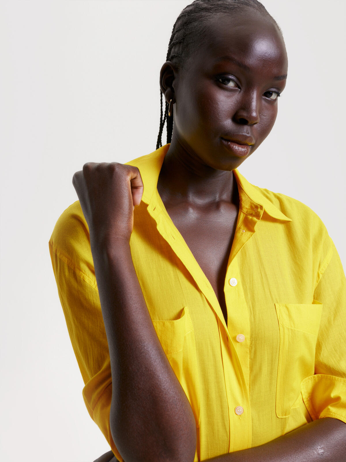 Tommy Hilfiger VOILE OVERSIZED LONG Kadın Sarı Elbise