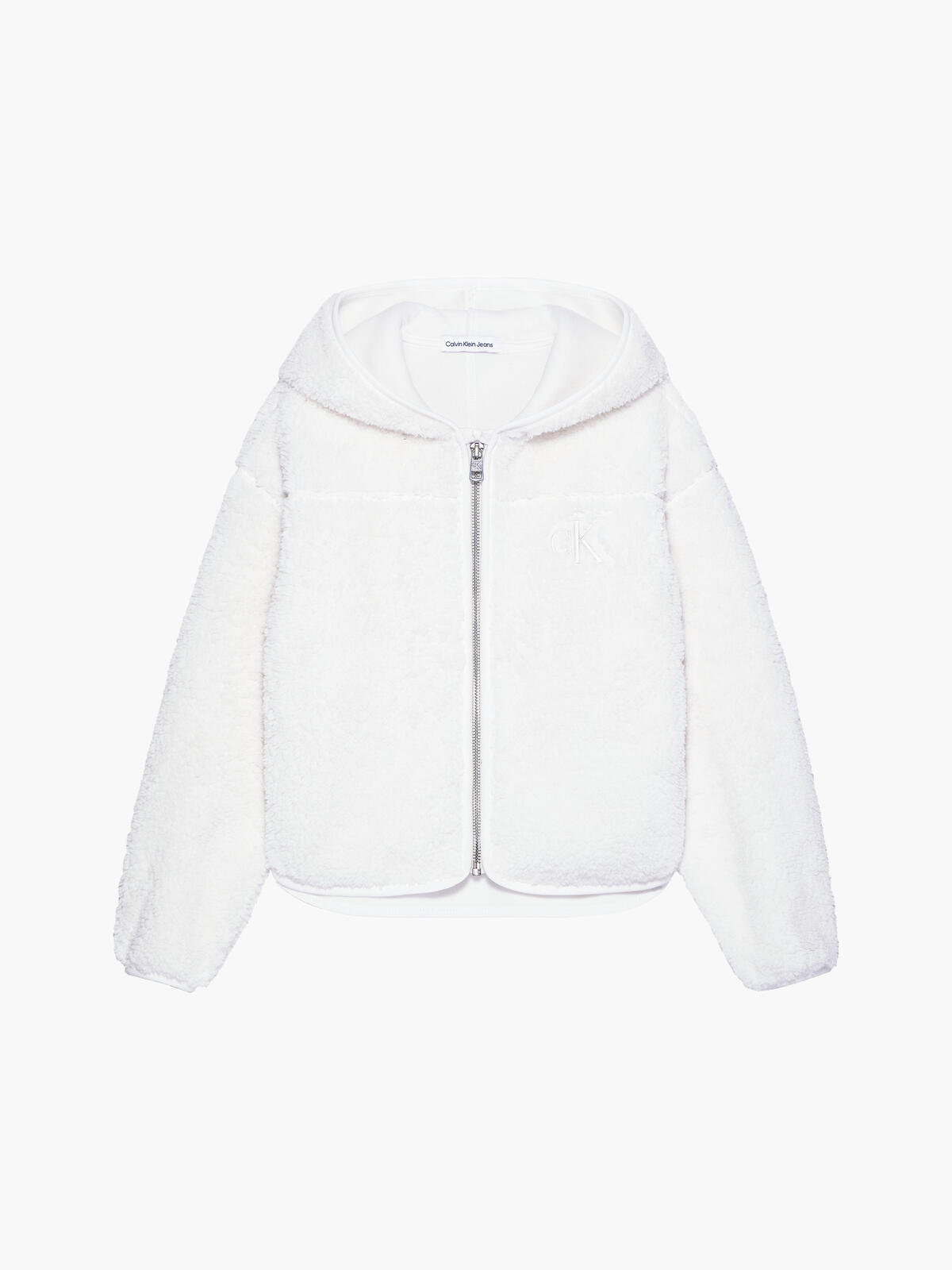 Calvin Klein TEDDY HWK ZIP THROUG Kadın Beyaz Kazak