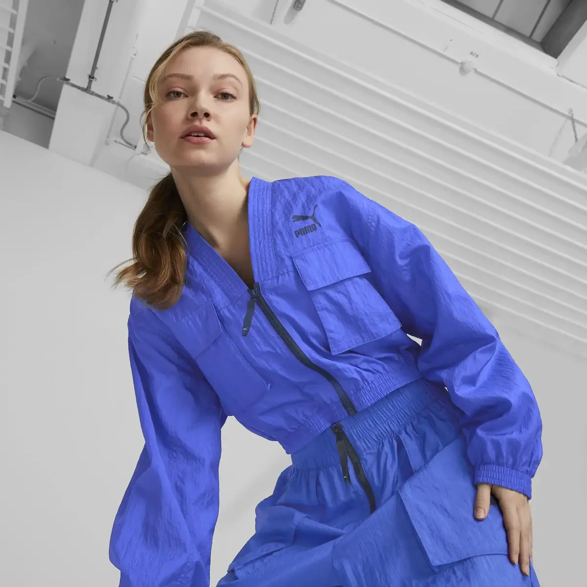 Puma DARE TO Woven Jacket Royal Sapphire Kadın Fermuarlı Sweatshirt