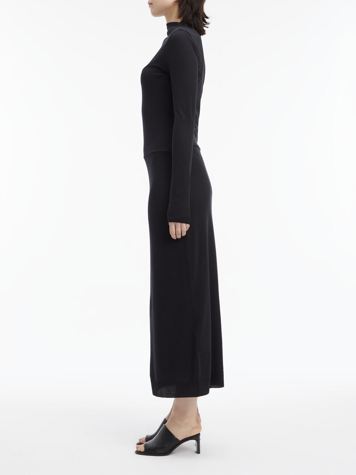 Calvin Klein GATHERED WAIST LYOCE Kadın Siyah Elbise