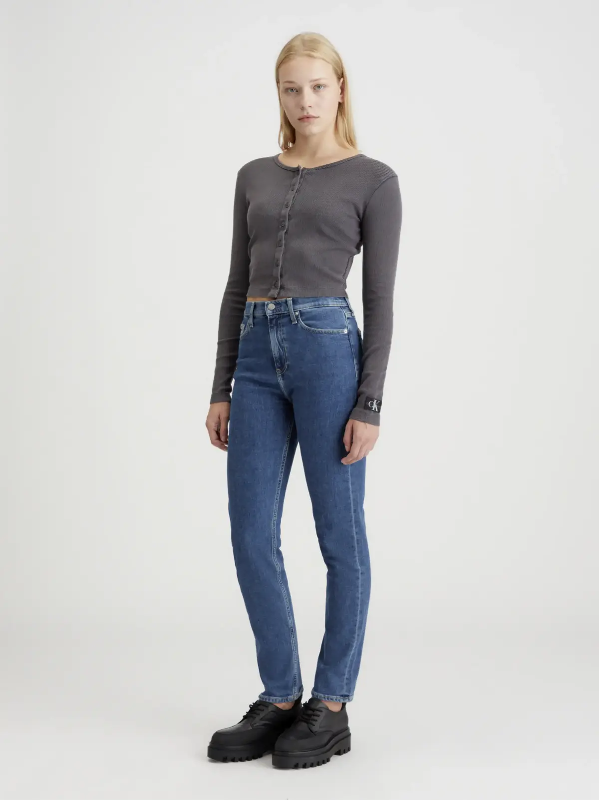 Calvin Klein AUTHENTIC SLIM STRAI Kadın Mavi Kot Pantolon
