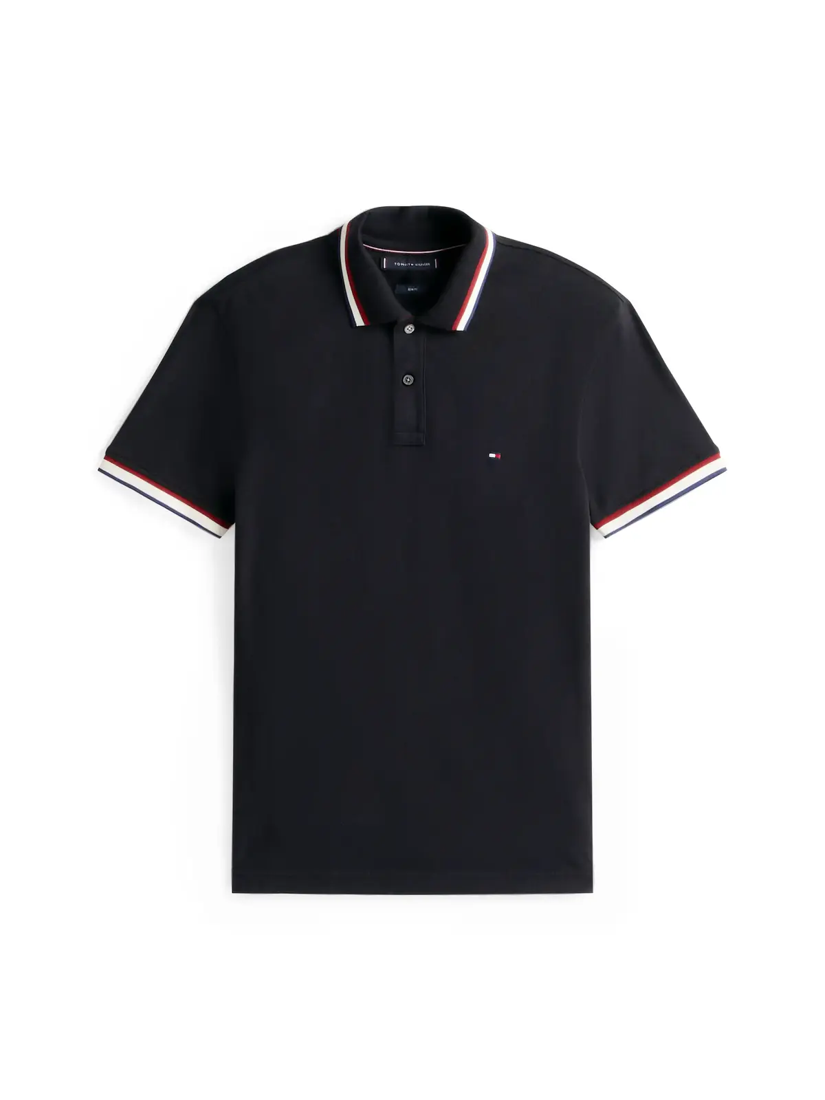 Tommy Hilfiger CUFF INTEREST SLIM F, BDS Siyah Erkek Polo Yaka T-Shirt