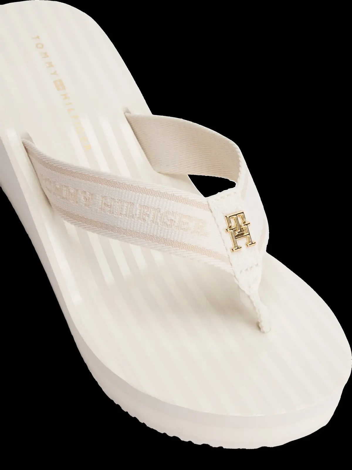 Tommy Hilfiger TH STRIPES WEDGE BEA, YBI Krem Kadın Terlik