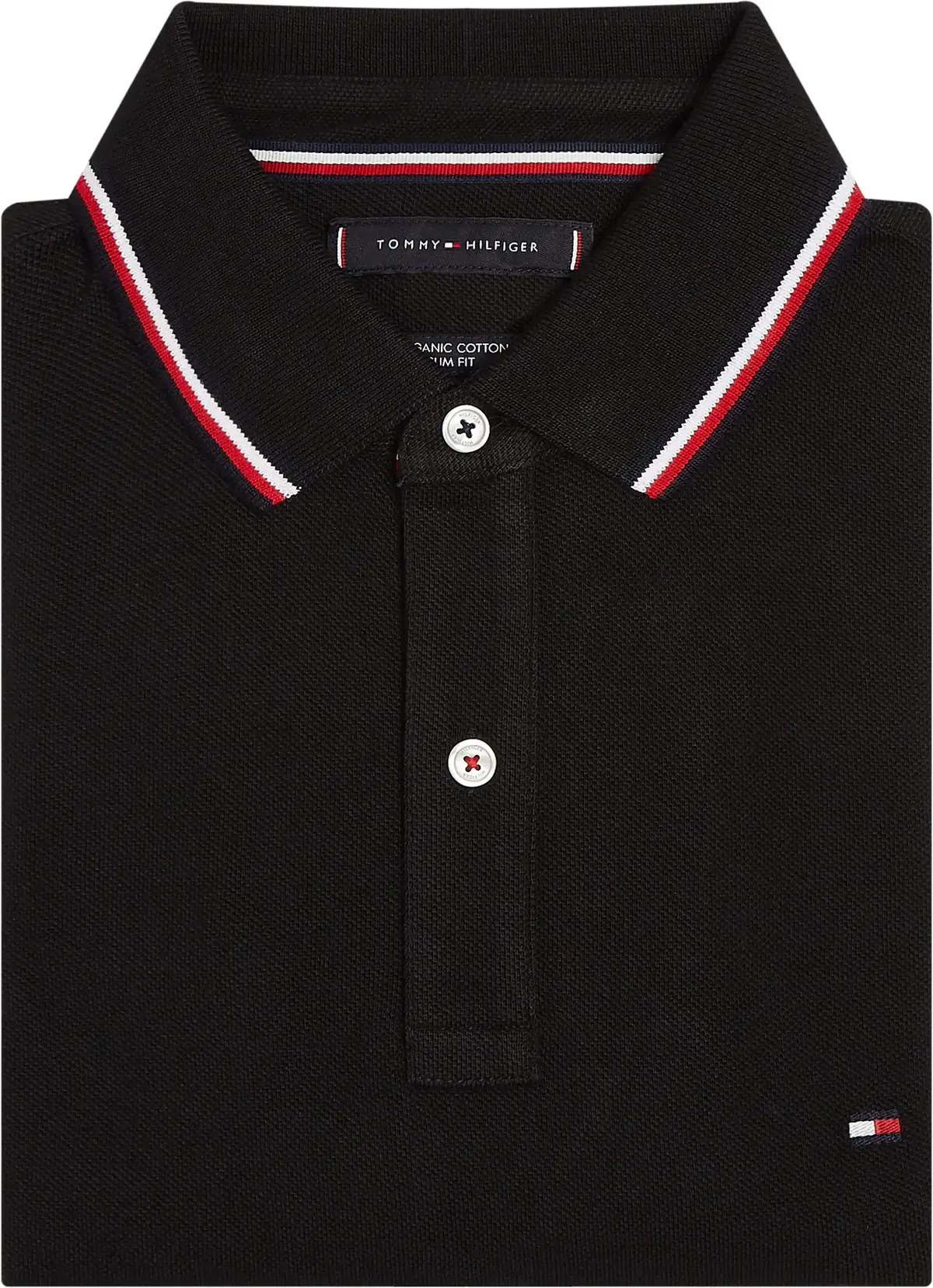 Tommy Hilfiger CORE TOMMY TIPPED SL Erkek Siyah Polo T-Shirt