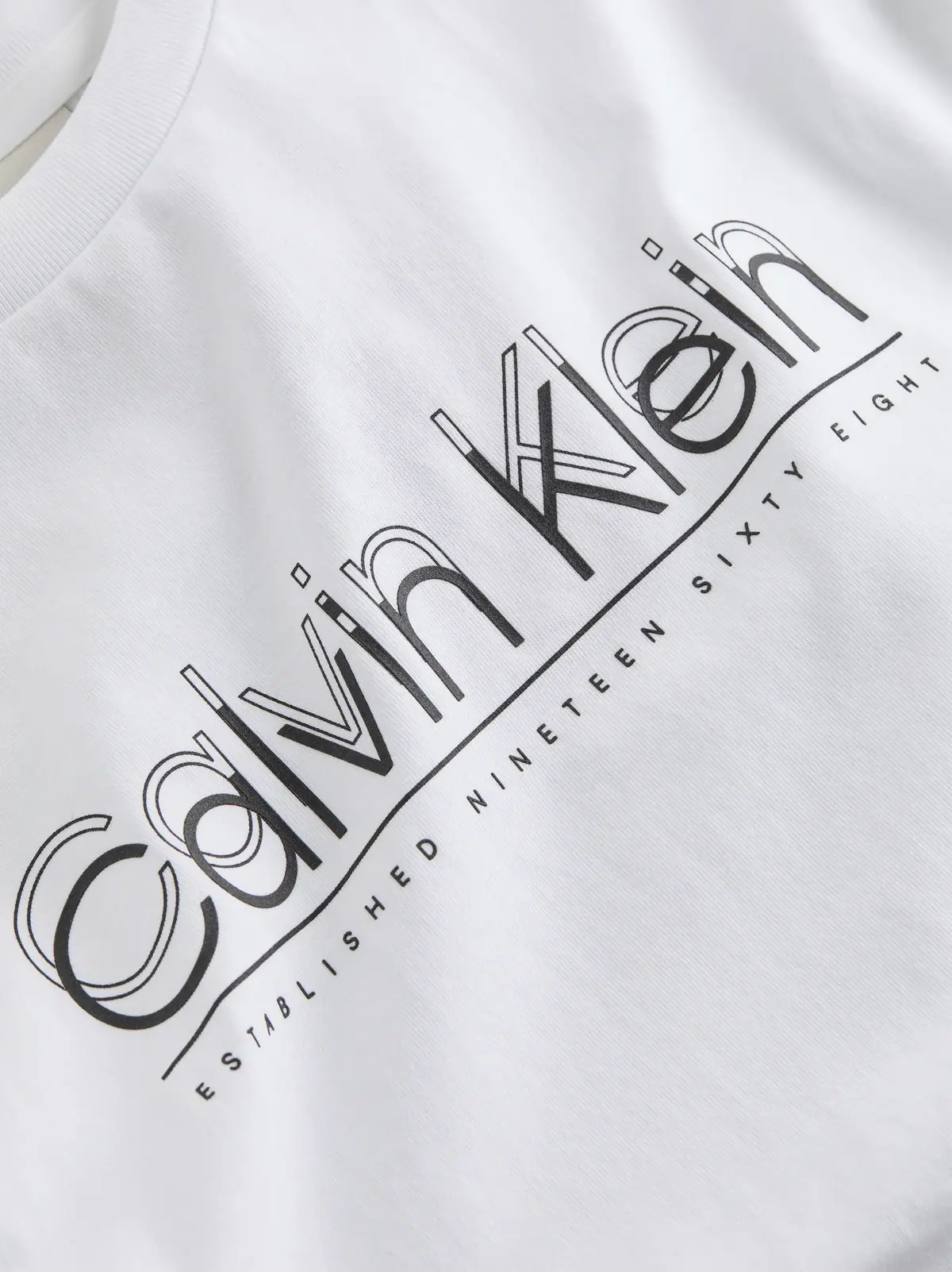 Calvin Klein CP-DOUBLE LOGO T-SHI, YAF Beyaz Erkek T-Shirt & Polo