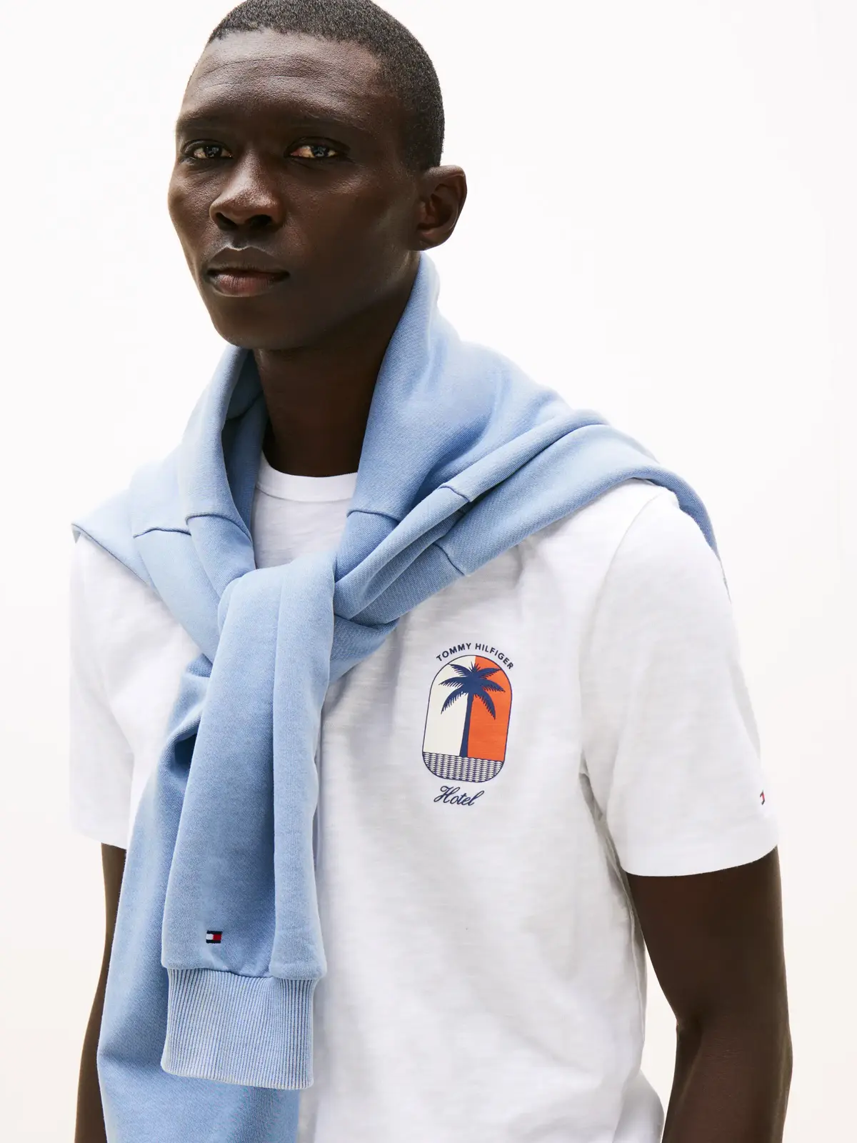 Tommy Hilfiger PALM TREE LABEL TEE Erkek Beyaz T-Shirt