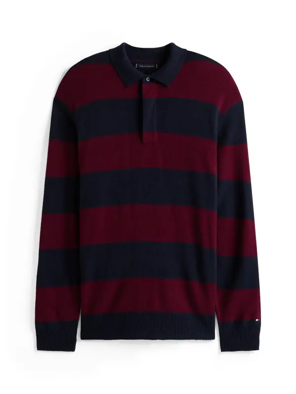Tommy Hilfiger DC KNITTED RUGBY, DW5 Bordo Erkek Kazak