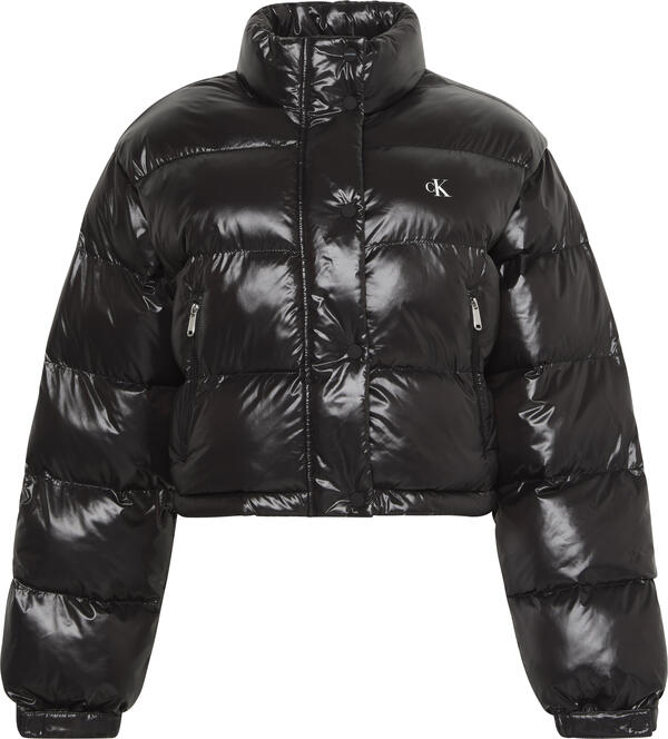 Calvin Klein SHINE CROP PUFFER JACKET Siyah Kadın Mont