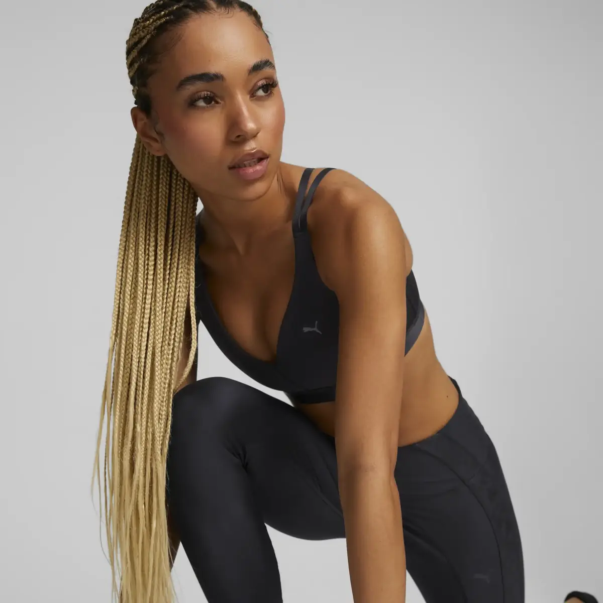 Puma Low Impact Elite Strappy Bra Siyah Kadın Tayt