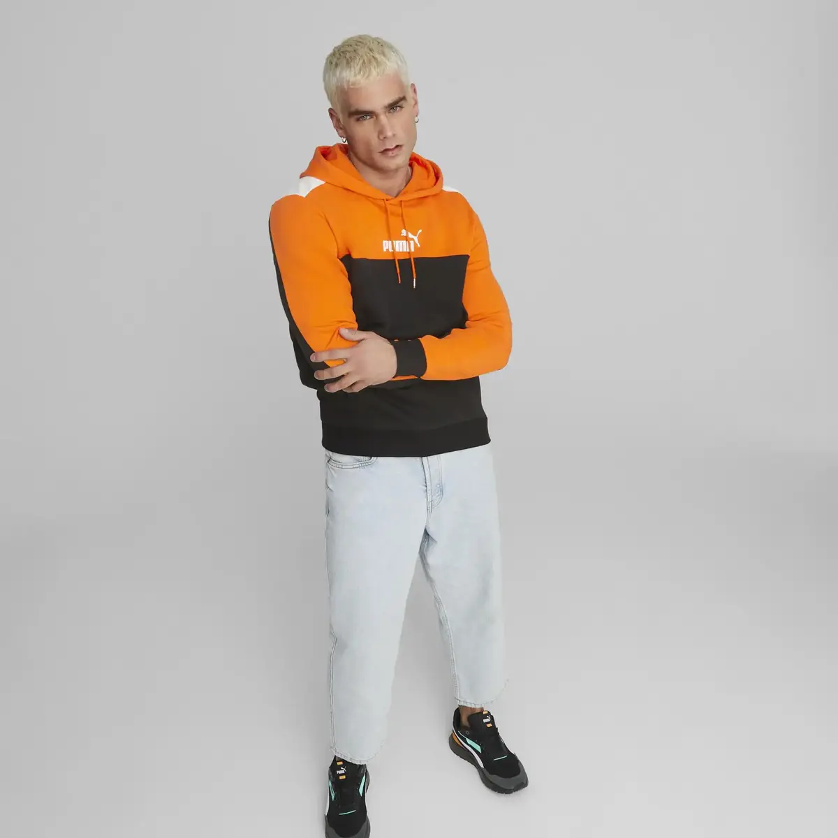 Puma ESS+ Block Hoodie TR Turuncu Erkek/Unisex Hoodie