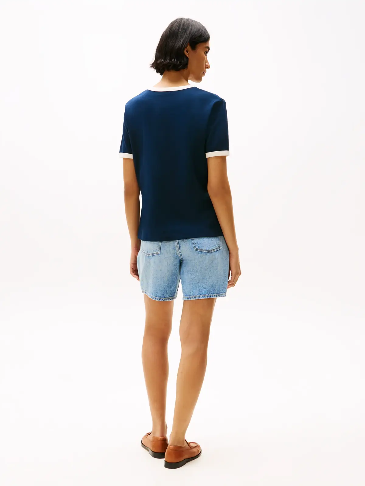 Tommy Hilfiger REG MONOTYPE STRIPE, C1G Lacivert Kadın T-Shirt & Polo