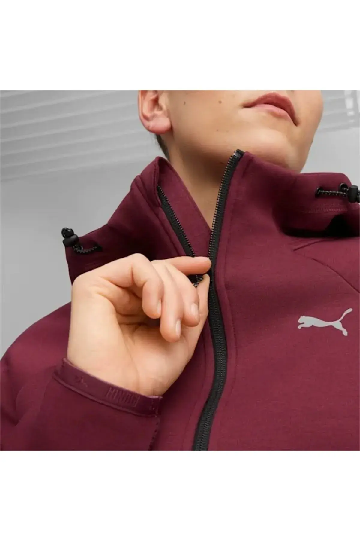 Puma EVOSTRIPE Full-Zip Hoodie Kırmızı Kadın Fermuarlı Hoodie
