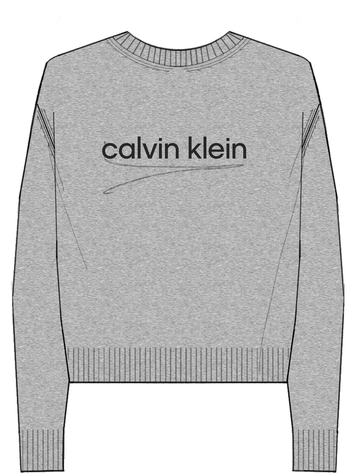 Calvin Klein Cotton Graphic Pullover Gri Kadın Sweatshirt