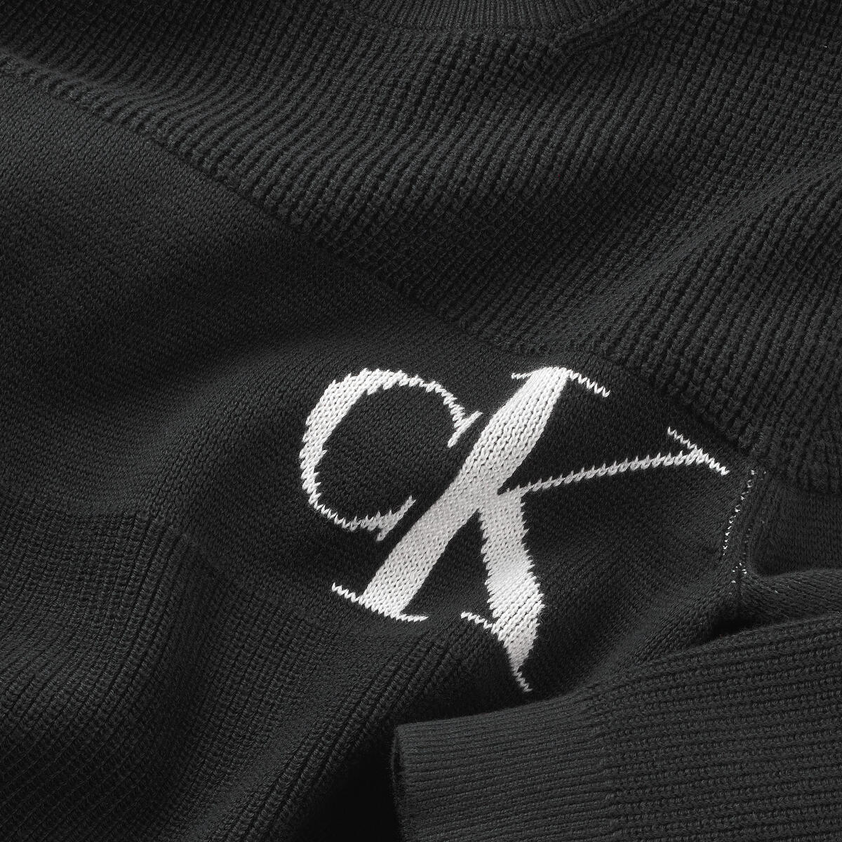 Calvin Klein INTARSIA CHEST MONOG Erkek Siyah Kazak