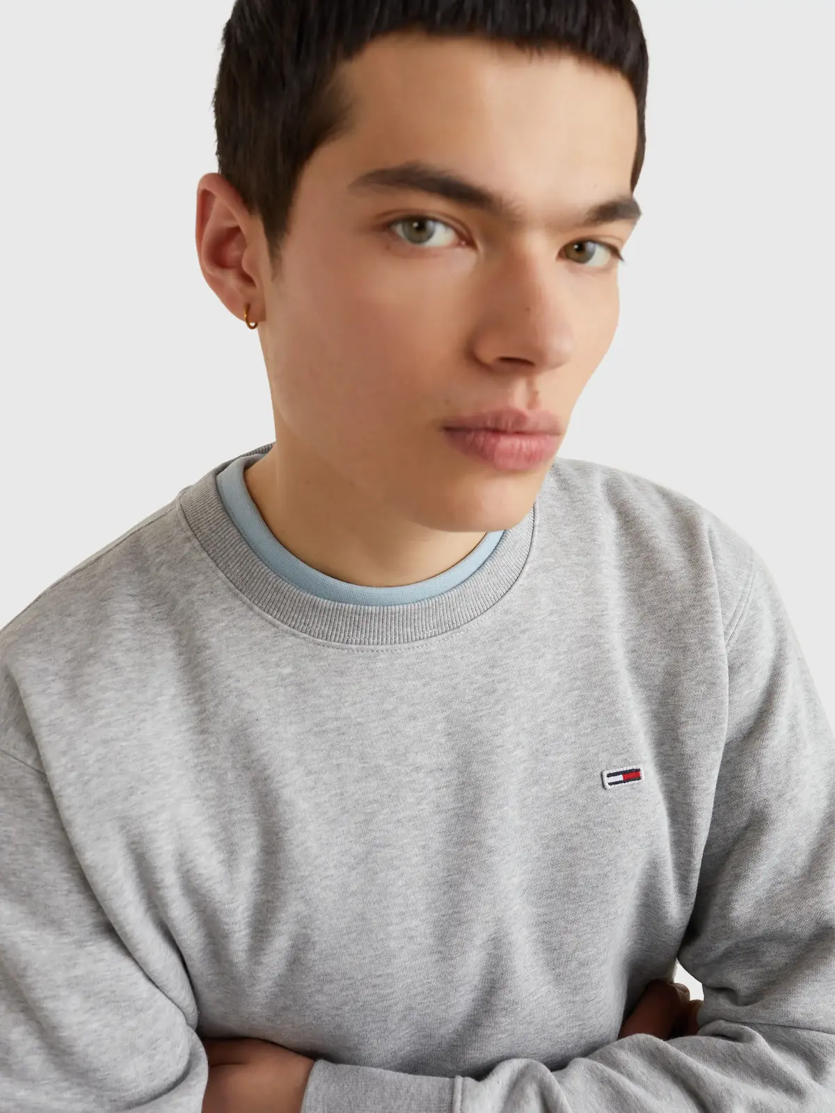 Tommy Hilfiger  TJM REGULAR FLEECE C Erkek Gri Sweatshirt