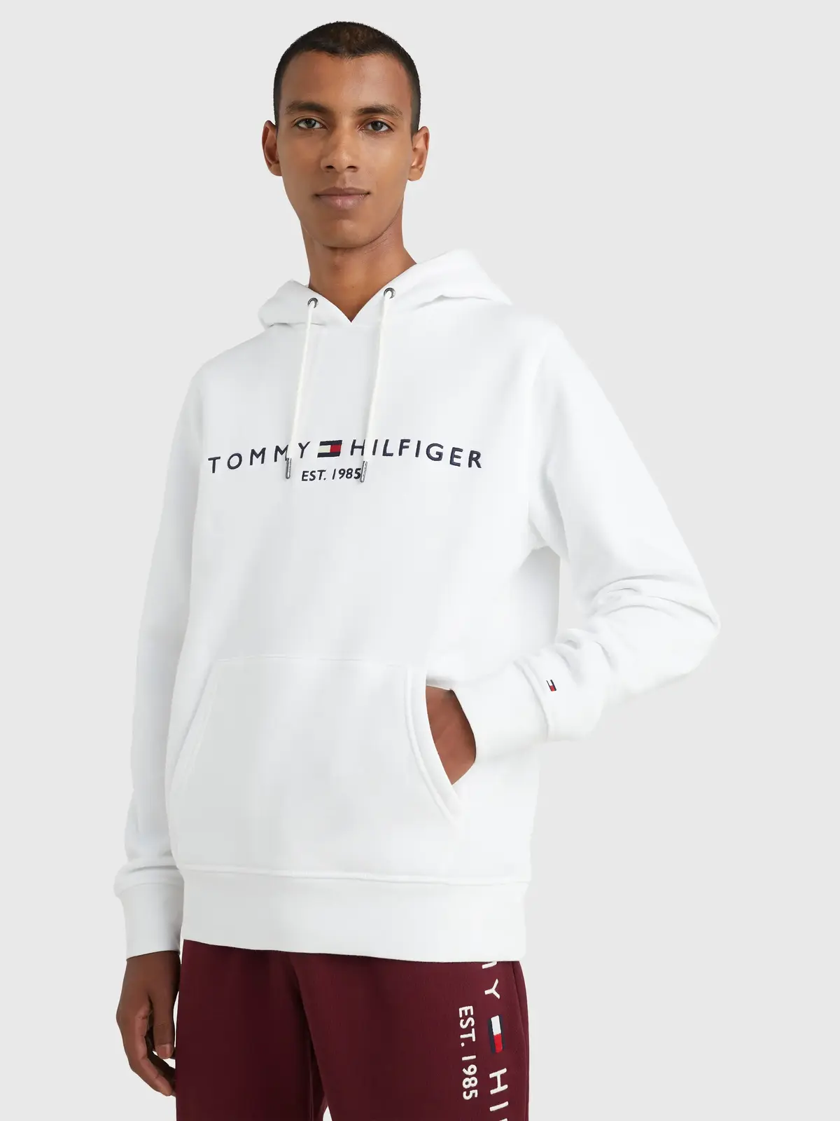 Tommy Hilfiger TOMMY LOGO HOODY, YBR Beyaz Erkek Sweatshirt