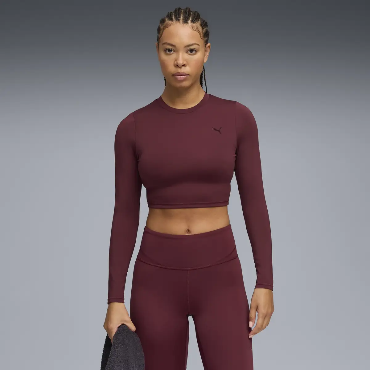 Puma W PUMA SHAPE CROPPED LS Bordo Kadın Antrenman T-Shirt
