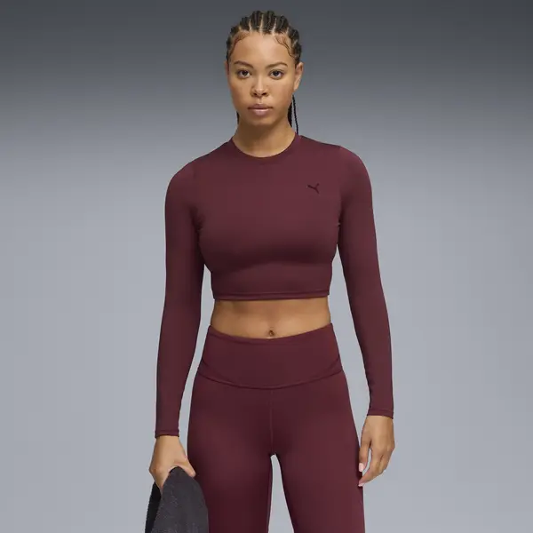 Puma W PUMA SHAPE CROPPED LS Bordo Kadın Antrenman T-Shirt