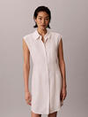 Calvin Klein TENCEL LINEN SL MINI, GNA, XXS Kadın Krem Elbise