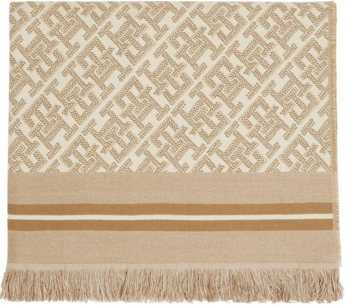 Tommy Hilfiger TH MONOPLAY JACQUARD, RBC Kahverengi Kadın Atkı