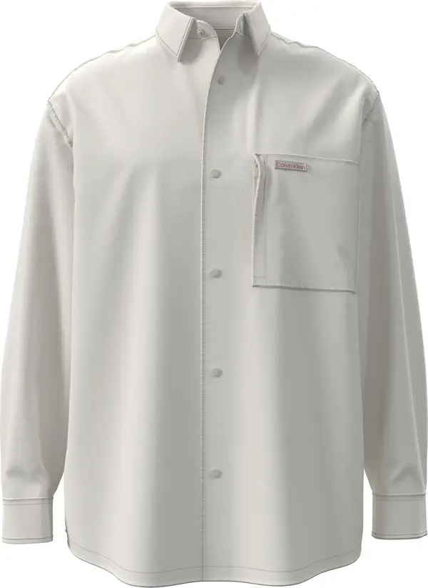 Calvin Klein LS COTTON NYLON RLXD SHIRT JACKE Beyaz Erkek Tişört