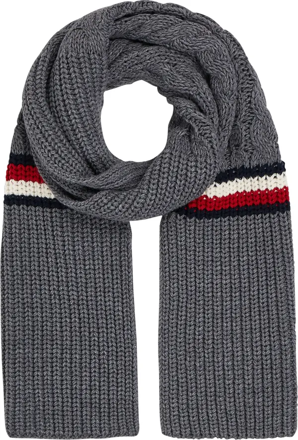 Tommy Hilfiger TH PREMIUM CABLE KNI Erkek Gri Atkı