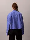 Calvin Klein YD STRIPE BOXY CROPPED SHIRT Mavi Kadın Tişört