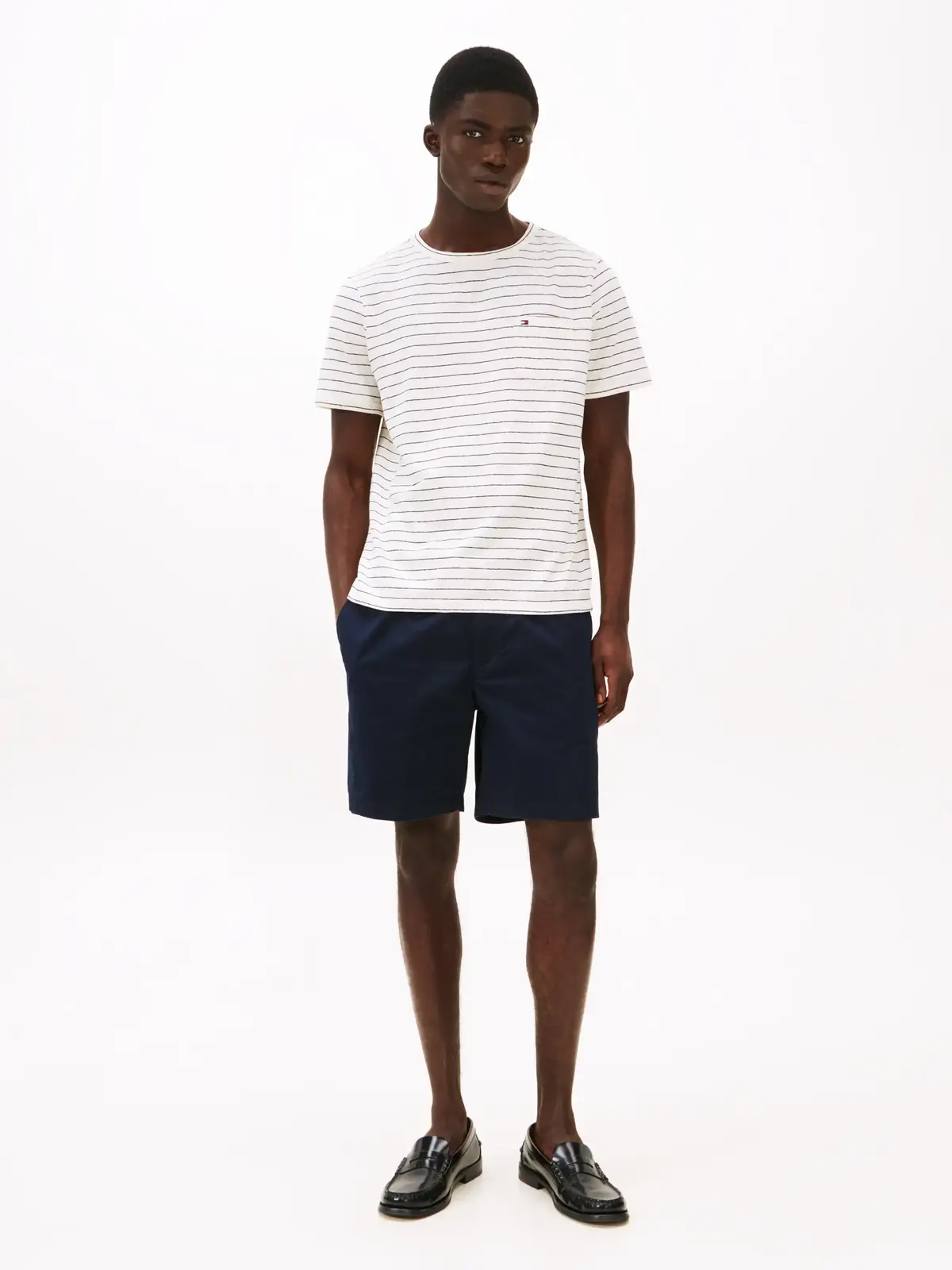 Tommy Hilfiger COTTON LINEN STRIPE, 0FA Krem Erkek T-Shirt & Polo