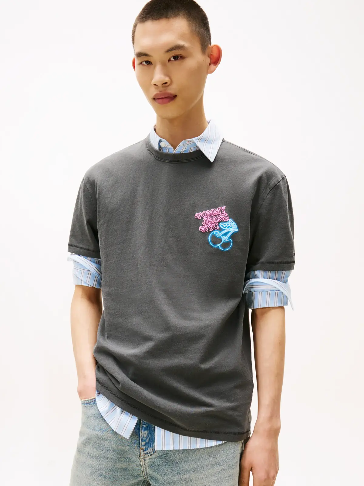 Tommy Hilfiger TJM REG NOVELTY FAIR Erkek Gri T-Shirt