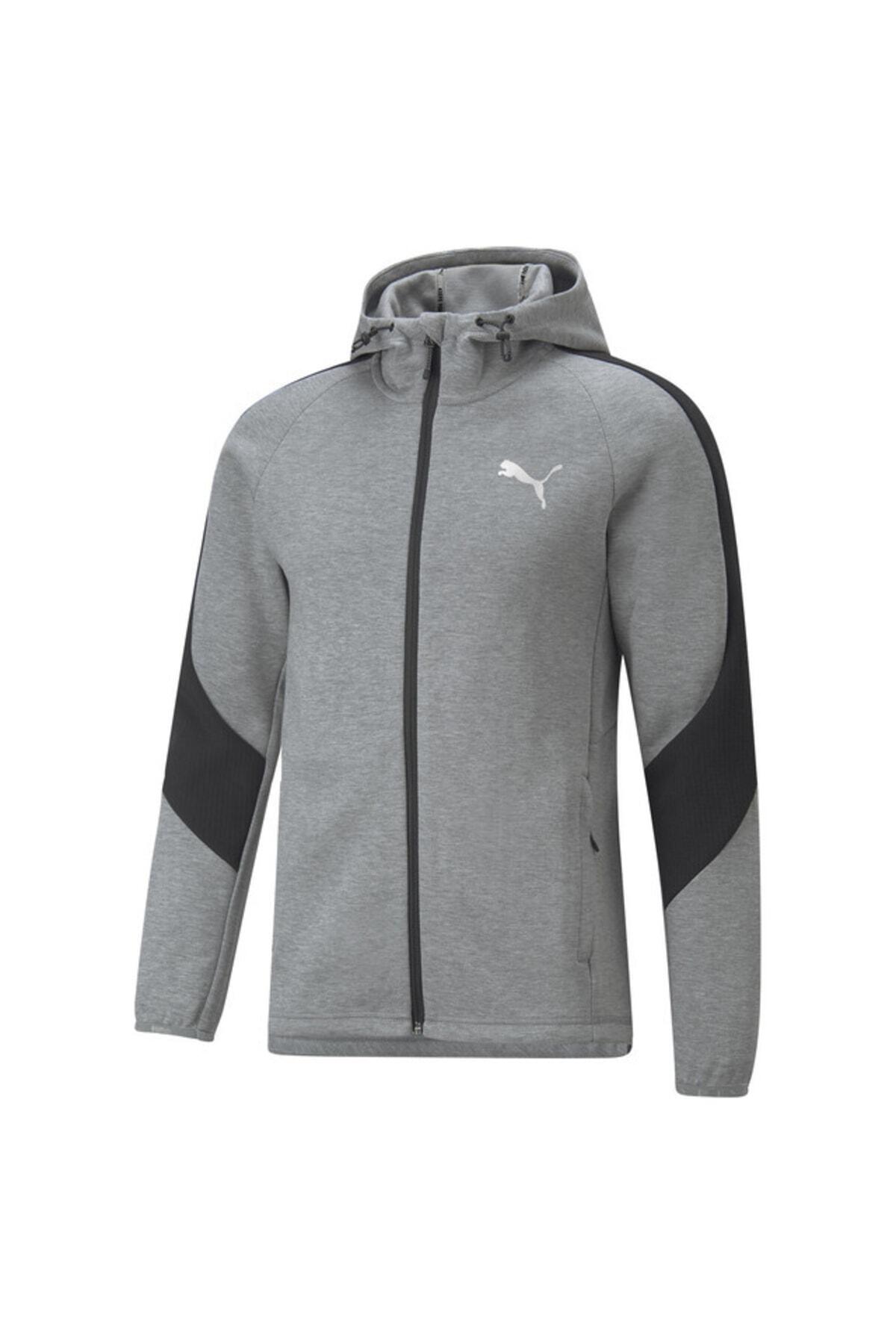 Puma Evostripe Full-Zip Hoodie Gri Erkek Fermuarlı Hoodie