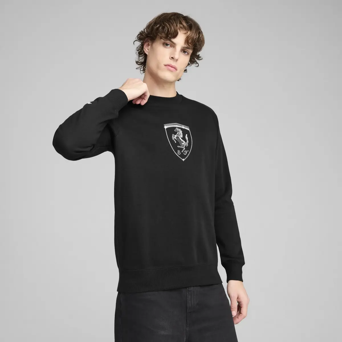 PUMA Ferrari Race Big Shield Crew Siyah Erkek Sweatshirt