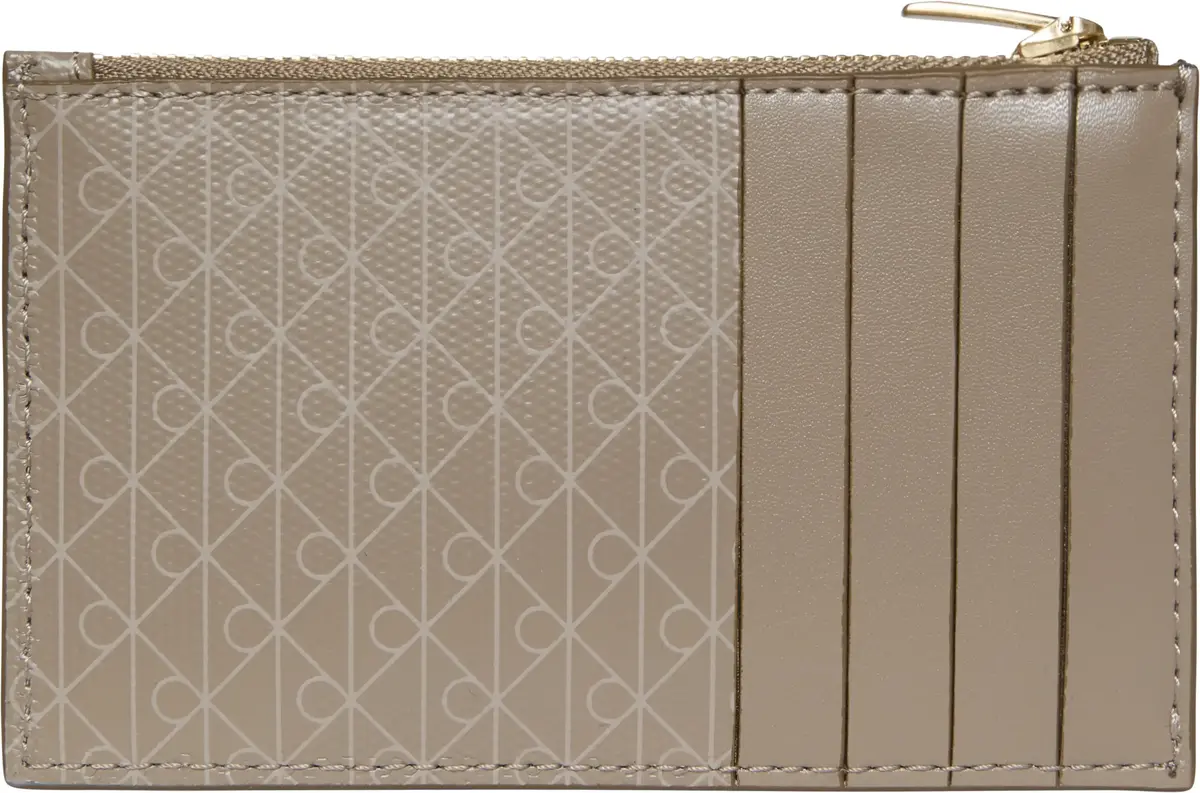 Calvin Klein EMBLEM AOP TOP ZIP CARDCASE Kadın Kahverengi Cüzdan