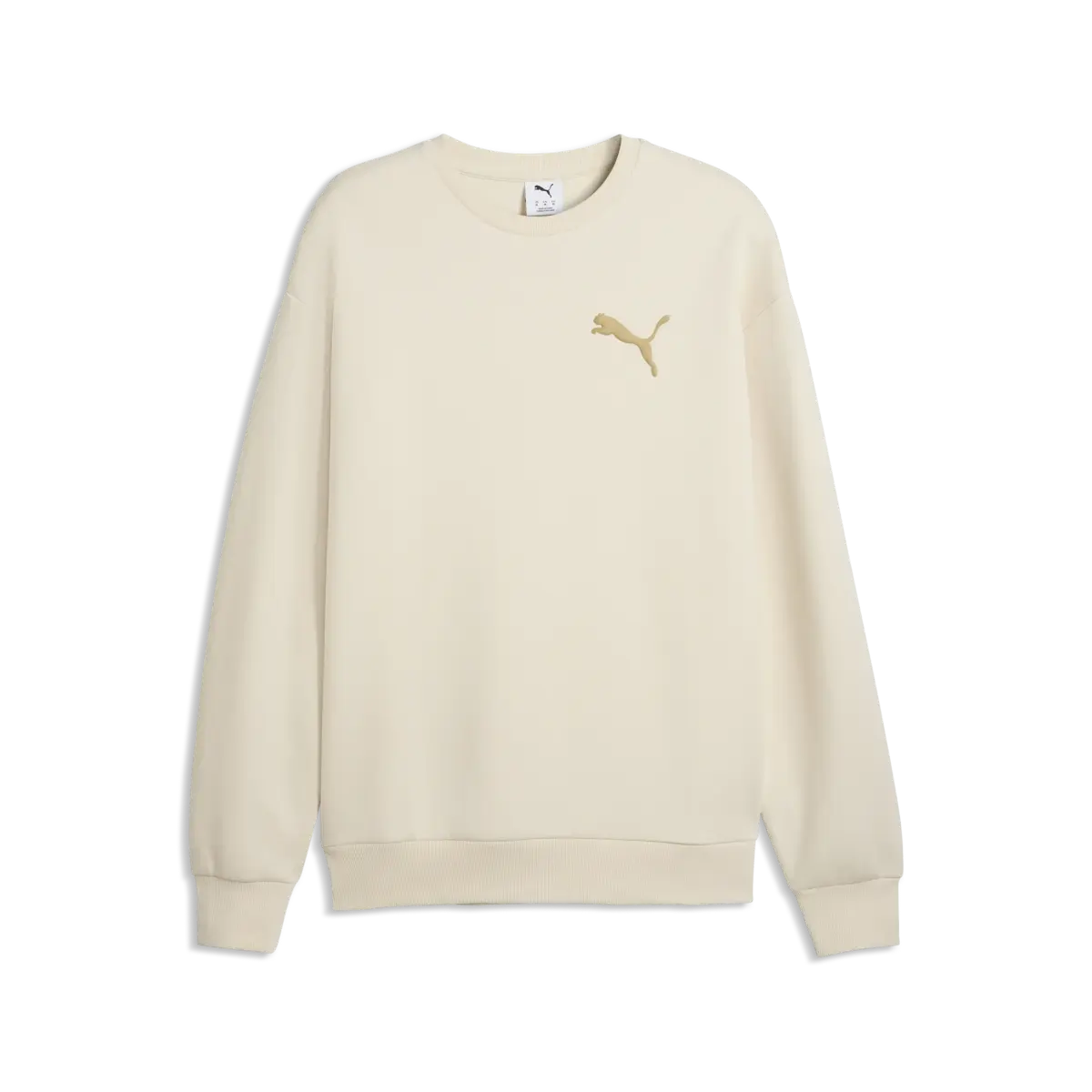 PUMA ESS ELEVATED CAT LOGO Crew Krem Erkek Sweatshirt