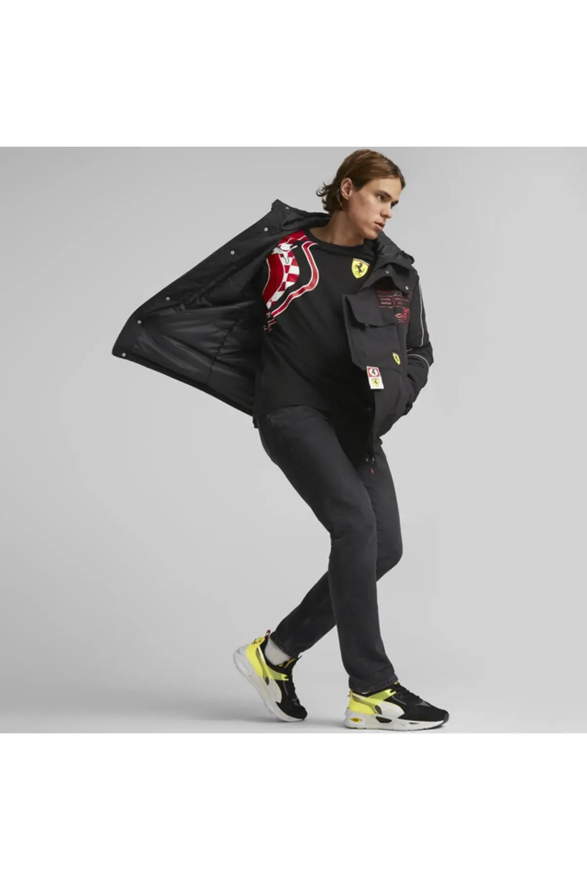 Puma Ferrari Race Statement Shell Jacket Siyah Erkek Fermuarlı Spor Ceket