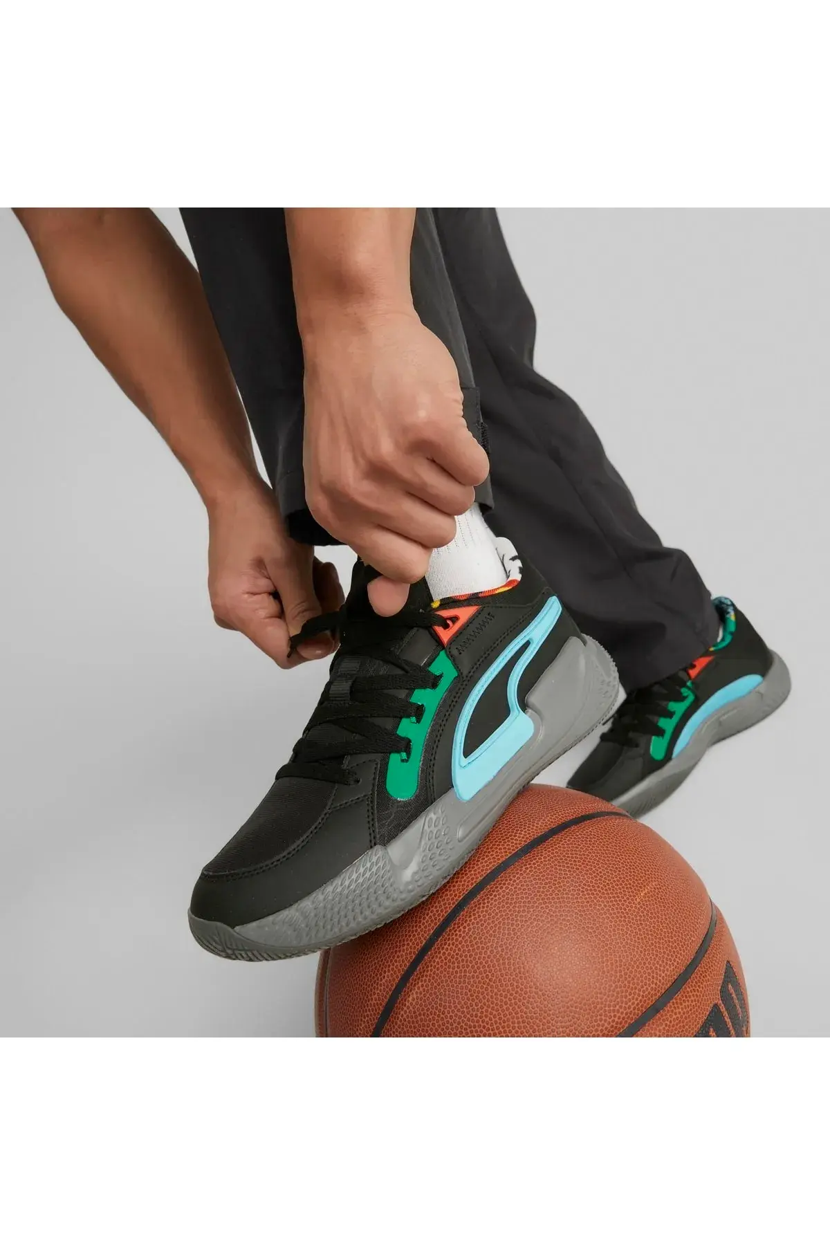 Puma Court Rider Chaos Block Party Siyah Kadın/Unisex Basketbol Ayakkabısı