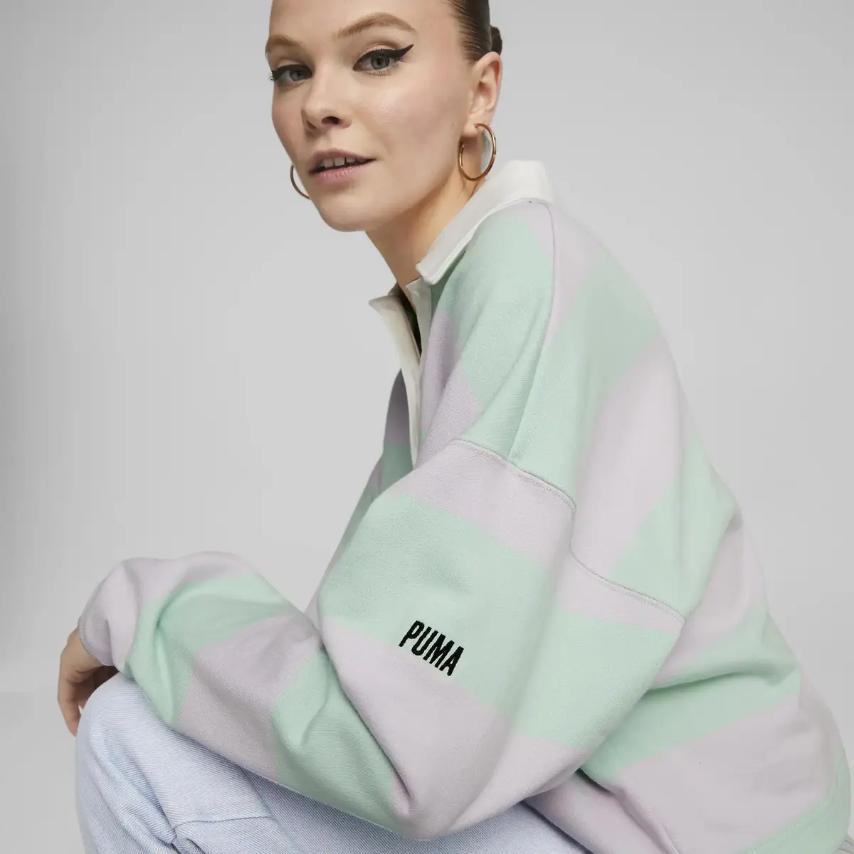 Puma Swxp Striped Longsleeve Eflağtun Crop Kadın Sweatshirt