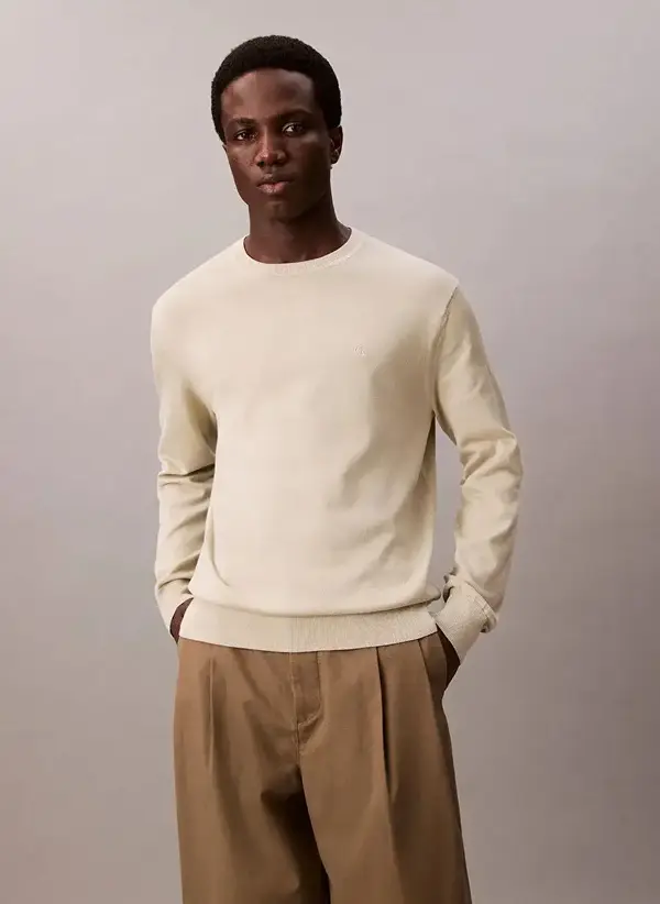 Calvin Klein LS SUPIMA COTTON CREWNK SWEATER Gri Erkek Kazak