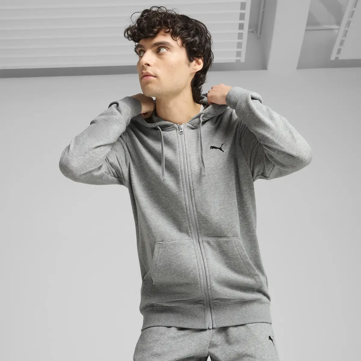 Puma ESS Full-Zip Hoodie Gri Erkek Hoodie