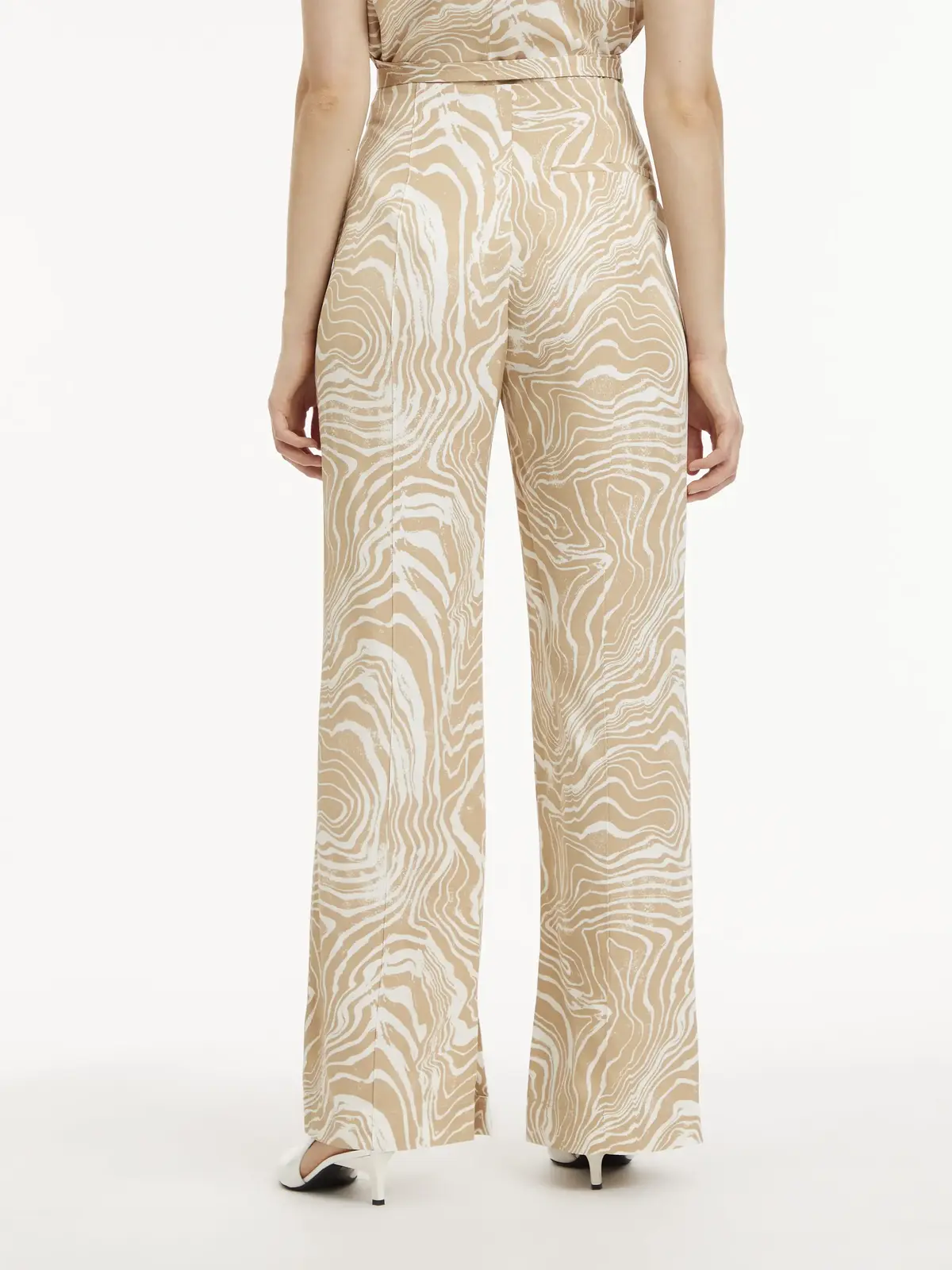 Calvin Klein WAVE PRINT WIDE LEG Kadın Bej Geniş Paça Pantolon
